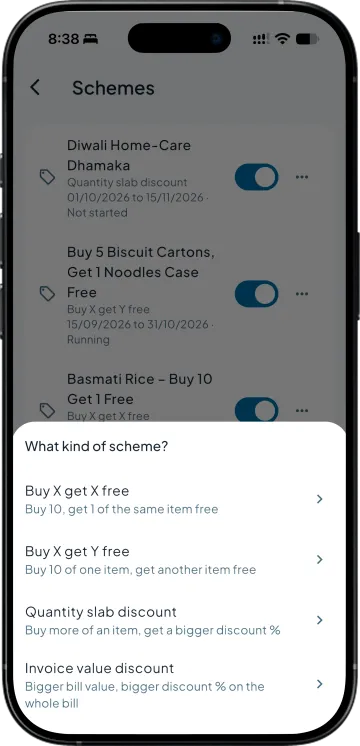 Schemes list with the four kinds of scheme to choose from